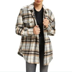 Good American Neutral Plaid Shacket Jacket Size: 5/6 2xl/3xl